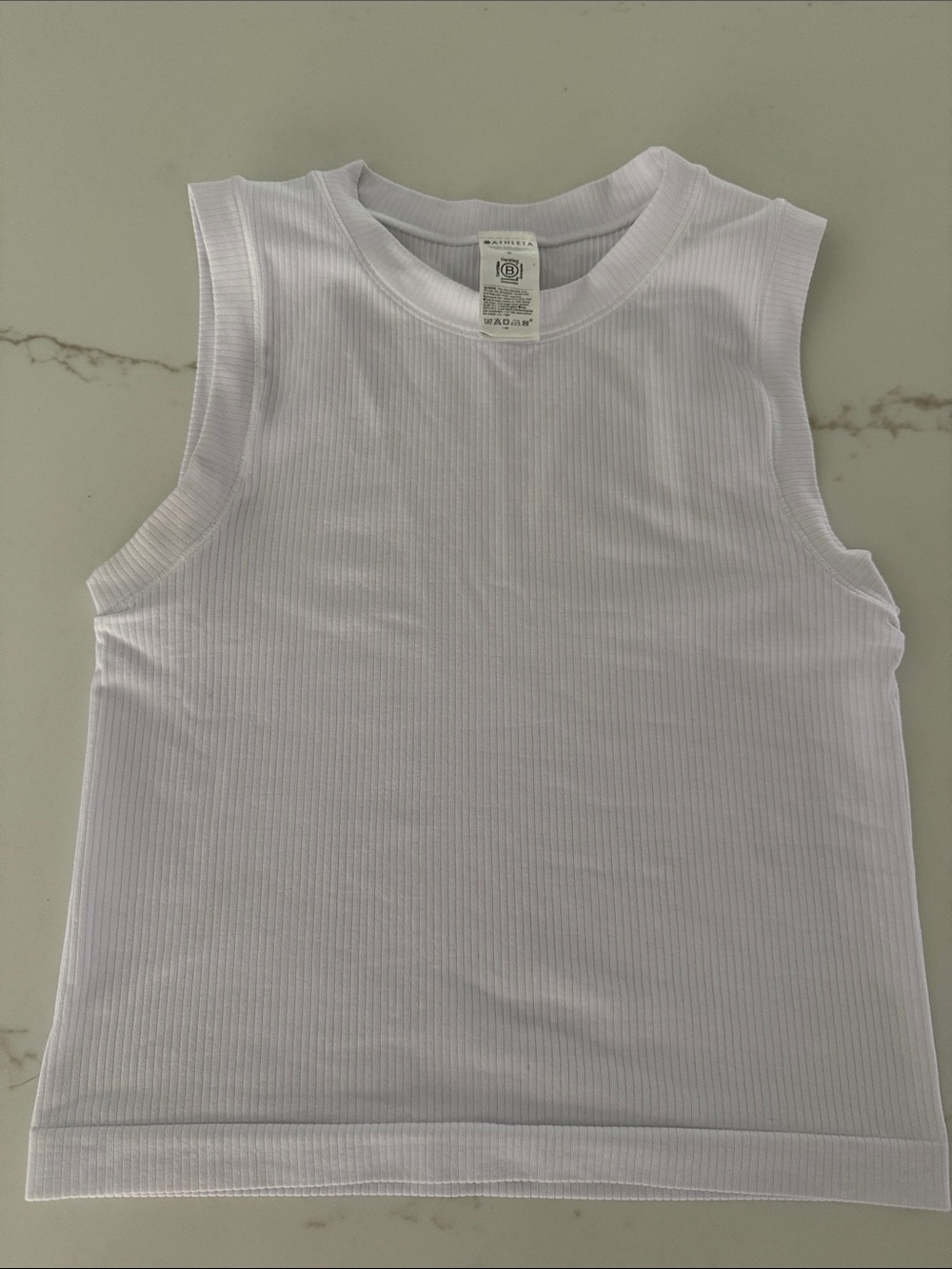 Athleta White Ribbed Crewneck Tank